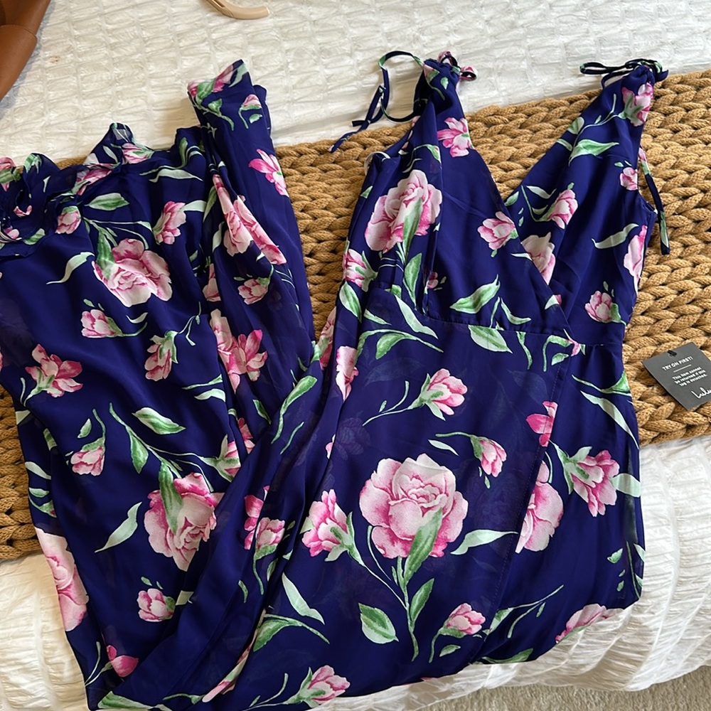 Lulu's Romantic Possibilities Navy Floral Print Maxi Dress